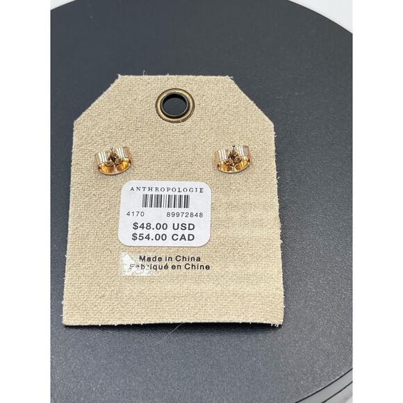 * Anthropologie Mod Brownish Green Floral Opal Post Stud Earrings New - Picture 6 of 7